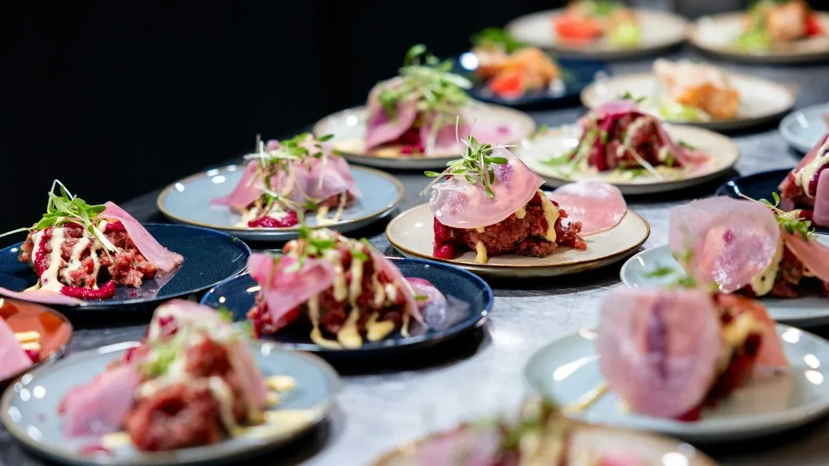 Plated dishes prepared by a private chef for an event